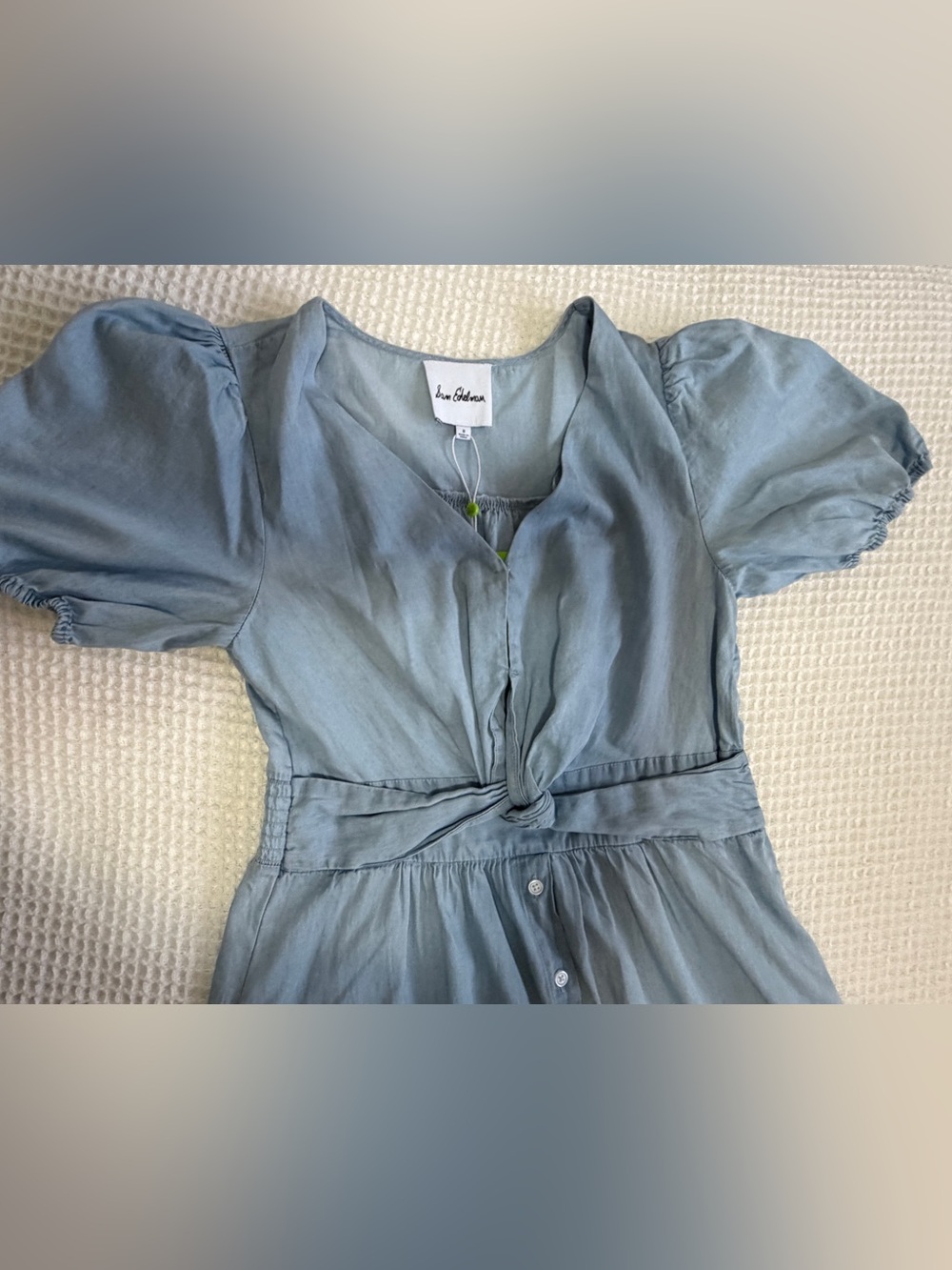 Sam Edelman Light Blue Button-Front Midi Dress with Twist Waist - Picture 5 of 11